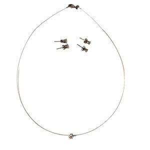 Minimalist Silver Jewel Elegant Necklace Stud Earring Set